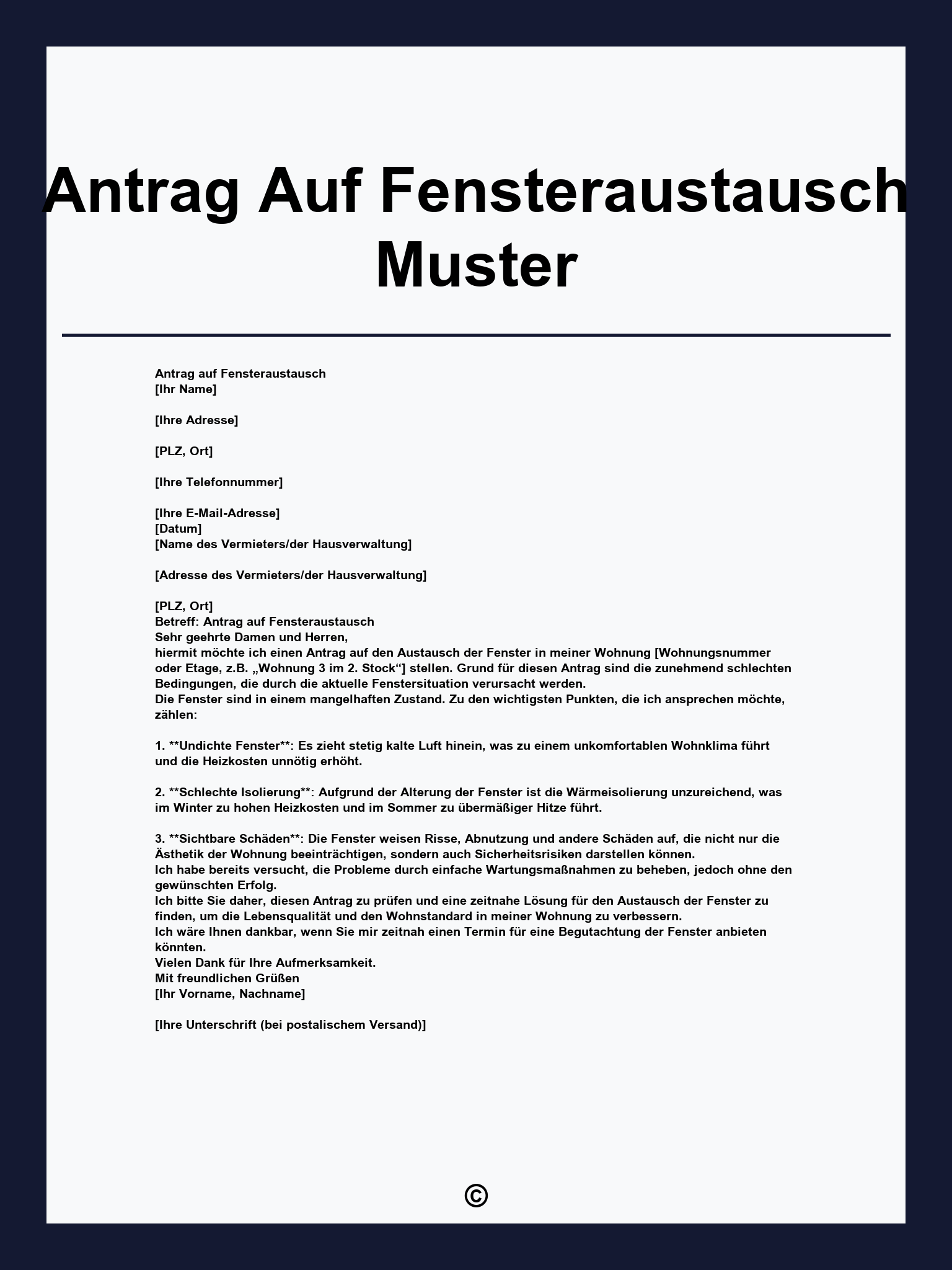 Antrag Auf Fensteraustausch Muster