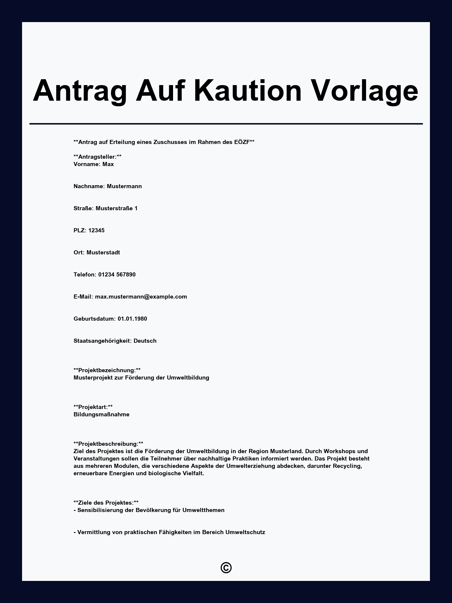 Antrag Auf Kaution Vorlage